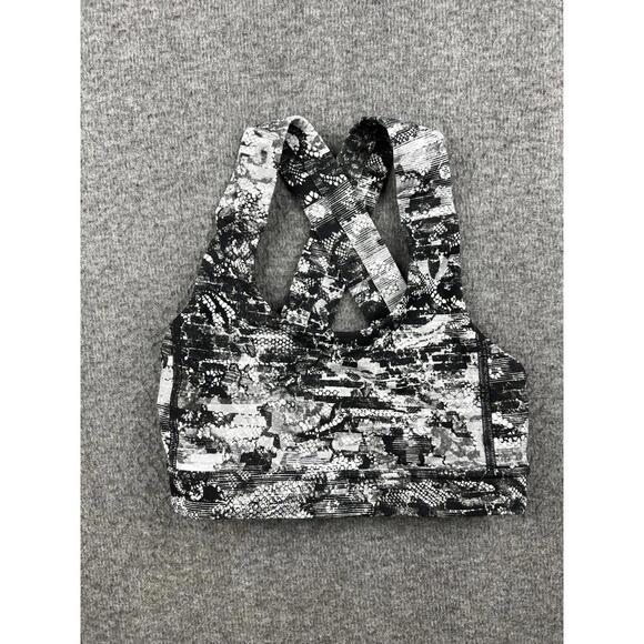 Lululemon Women's Black White Patterned Sports Bra with Crisscross Straps Size 2 - Picture 1 of 6